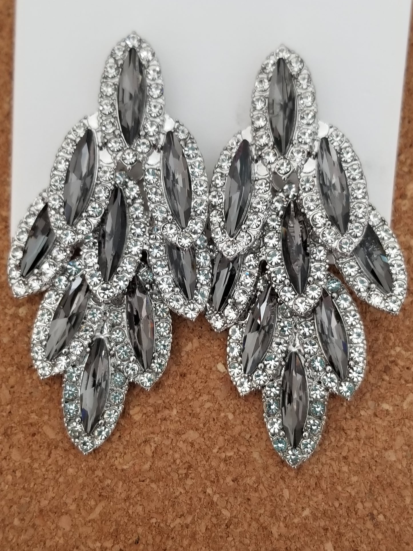 Silver/Black Rhinestone Earrings
