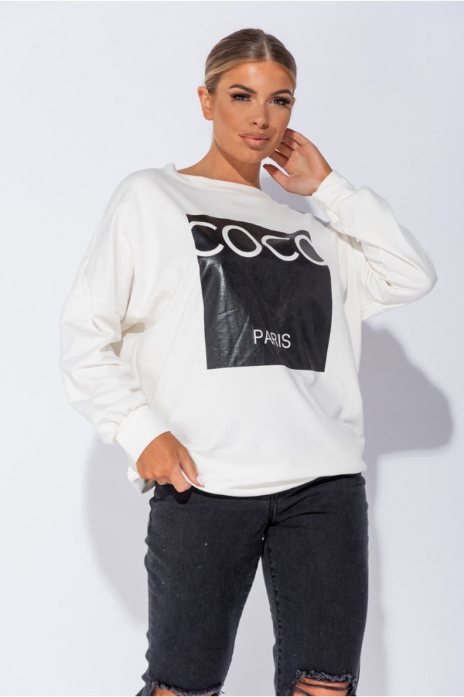 Off White Coco Print Oversized Sweatshirt
